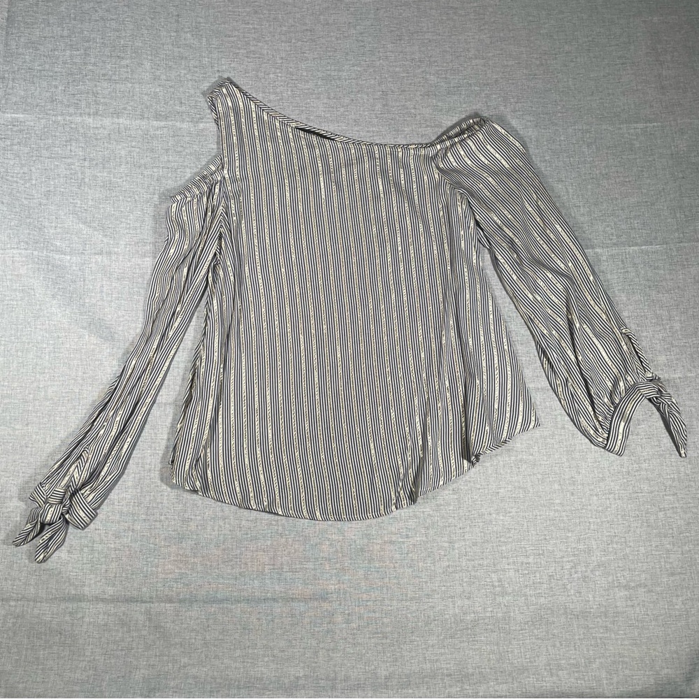 Express Tan Asymmetrical Tie Front Long Sleeve Women's Blouse XS
